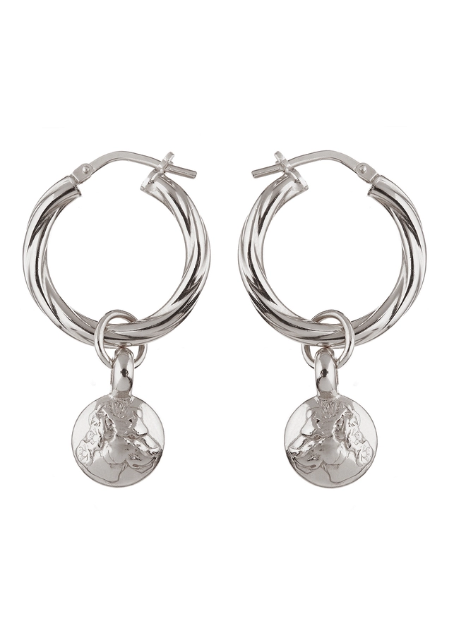 pebble lioness twisted hoops earrings