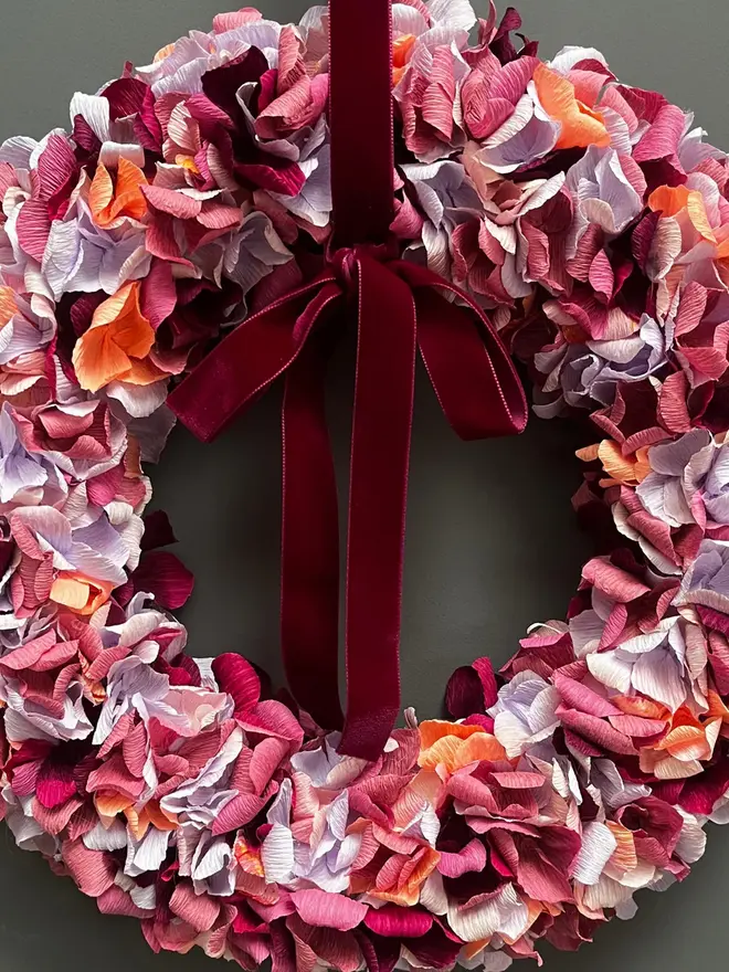 Autumnal Mix Crepe Paper Christmas Wreath