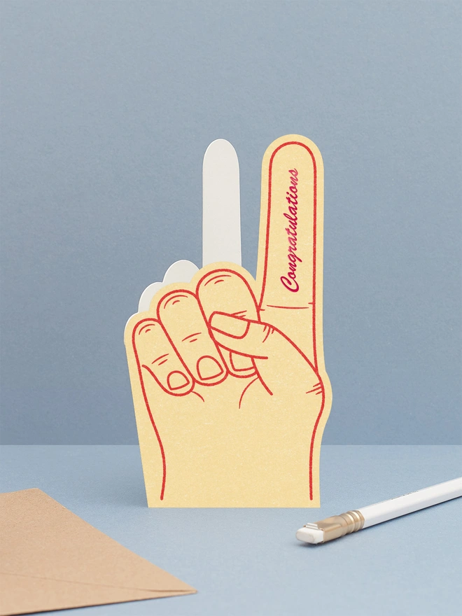 butter-yellow-foam-finger-greeting-card-with-hot-foil-congratulations