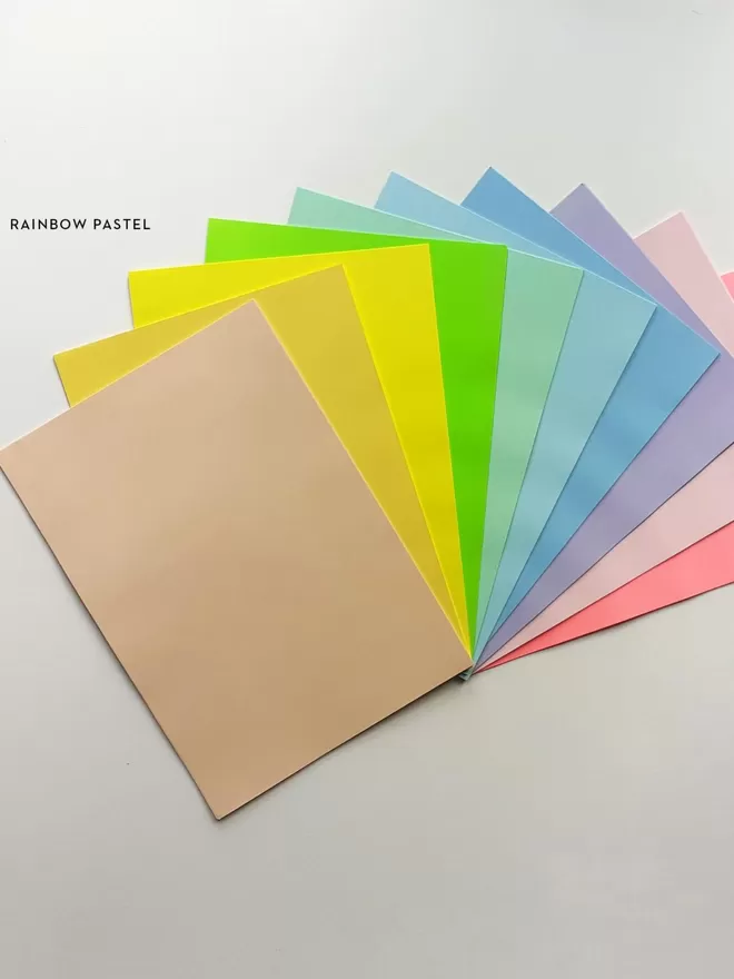 Choices of paper for the Meticulous Ink rainbow pastel.