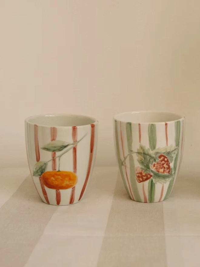 Striped 'Sole Mio' Ceramic Beaker