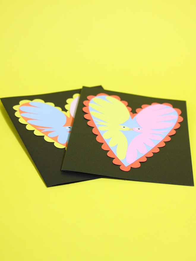 Love Birds Hand Collaged Greetings Card