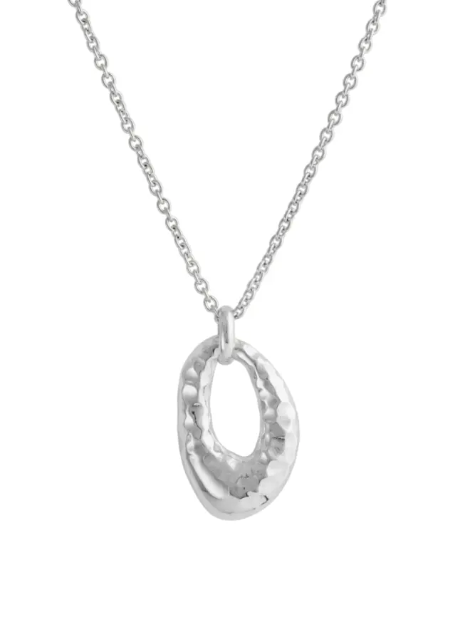 Loel Hammered Silver Oval Drop Pendant
