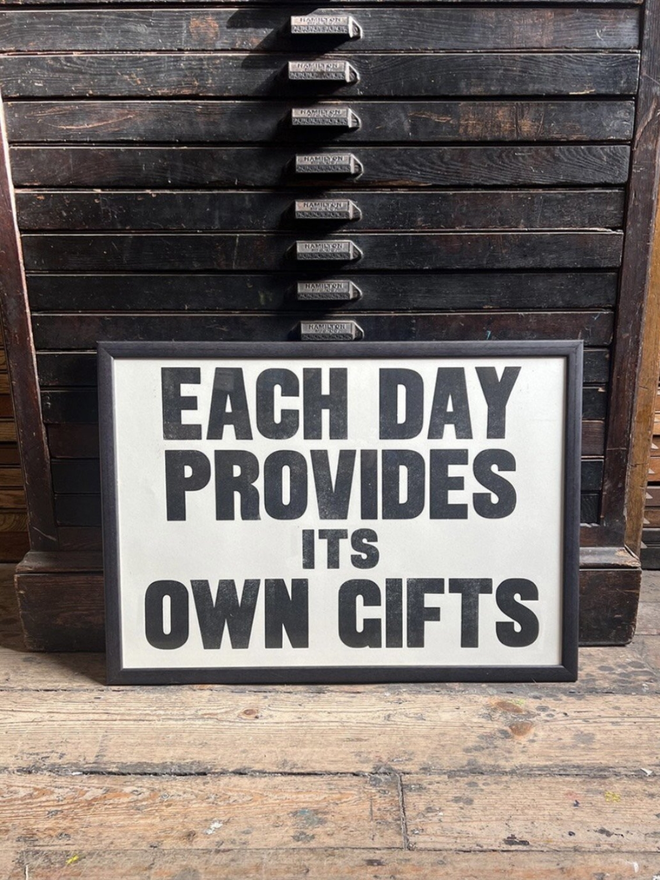 Each day provides it's own gifts letterpress print