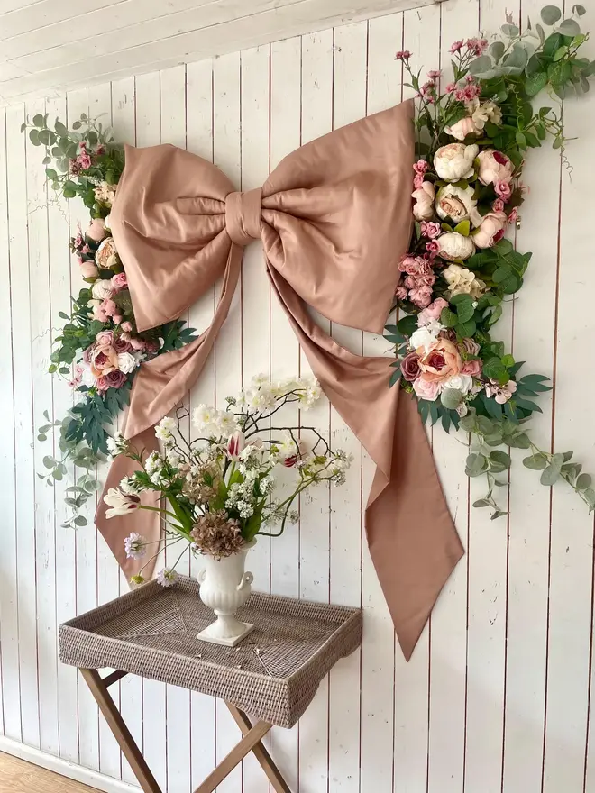 Giant Dusty Pink Wedding Fabric Bow