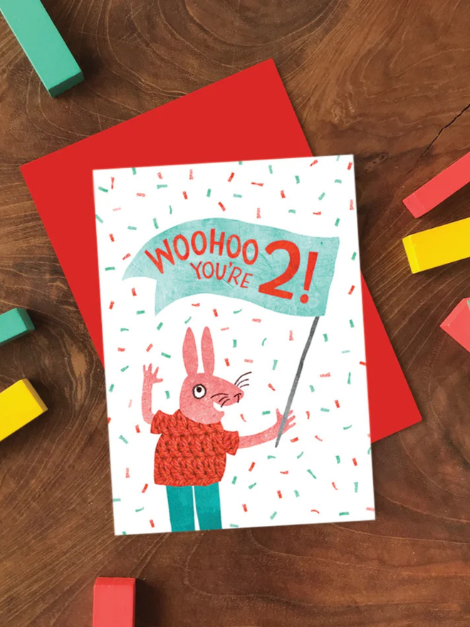 rabbit 2nd birthday card