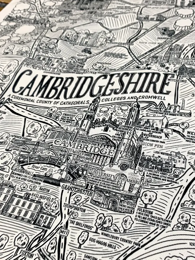 Cambridgeshire tea towel