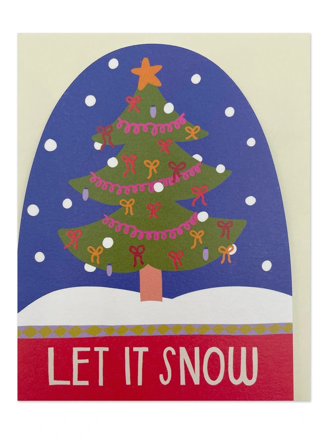 Cute & Joyful Mini Snow Globe Shaped Christmas Card ‘Let It Snow’ | Raspberry Blossom