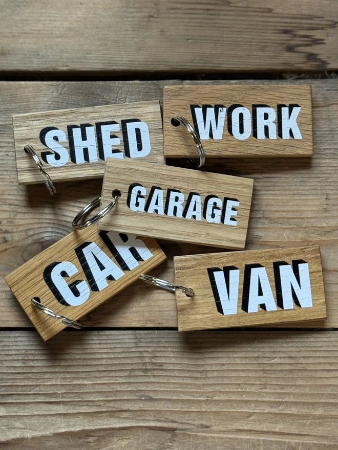 modo wooden one word key ring 