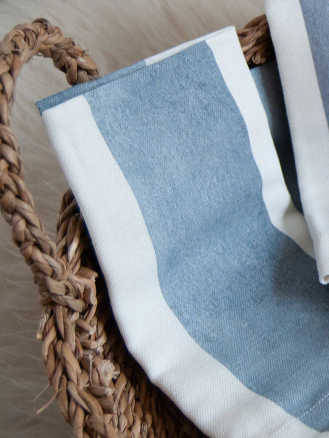 Blue Wide Striped Linen Napkins (Set Of 4)