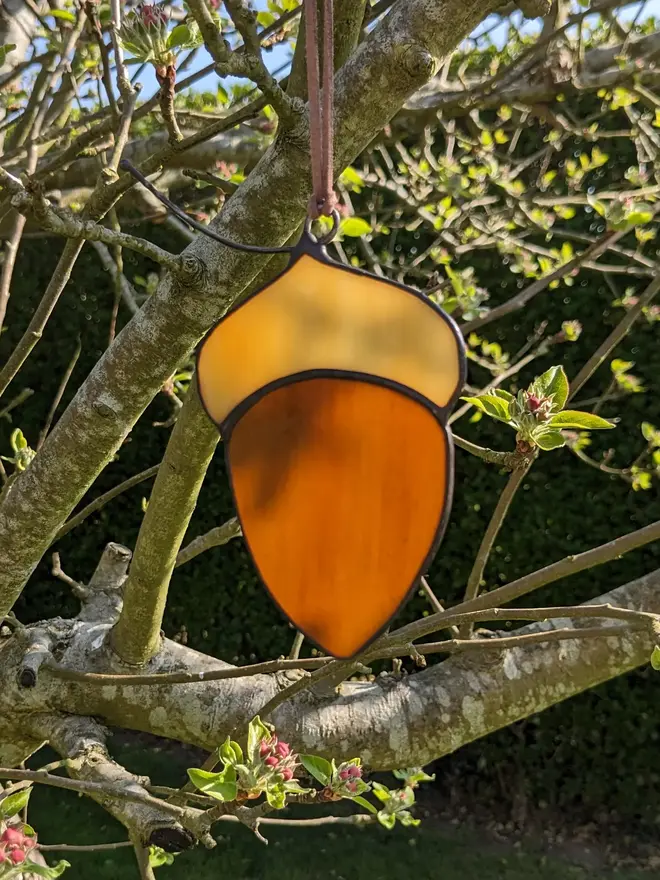 Stained Glass Acorn Suncatcher