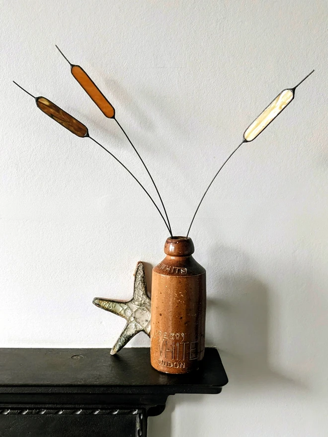 Stained glass bulrush grasses