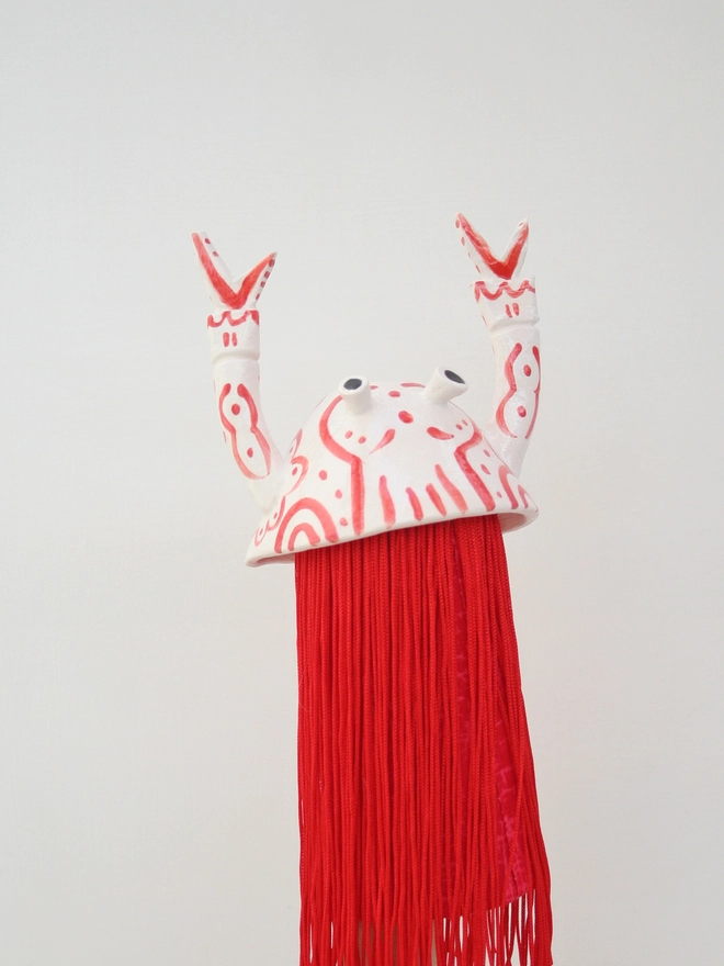 Ceramic and Fabric Lobster Wall Hanging With Flags