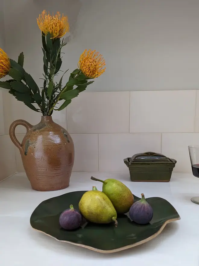 Deep Green Wavy Serving Platter