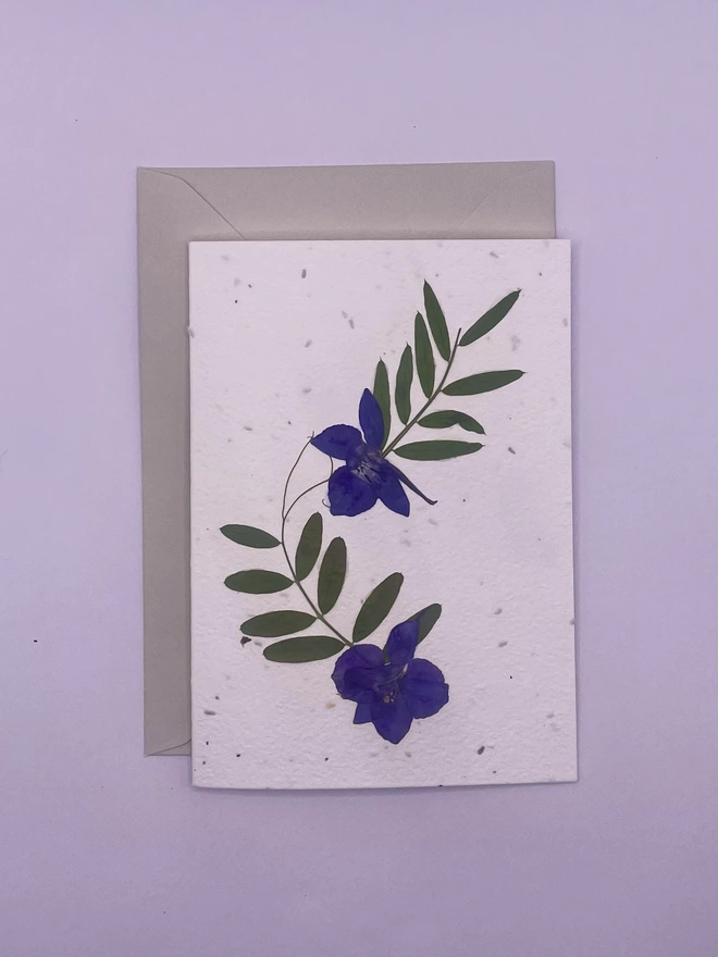 Real Pressed Flower Plantable Card, Purple