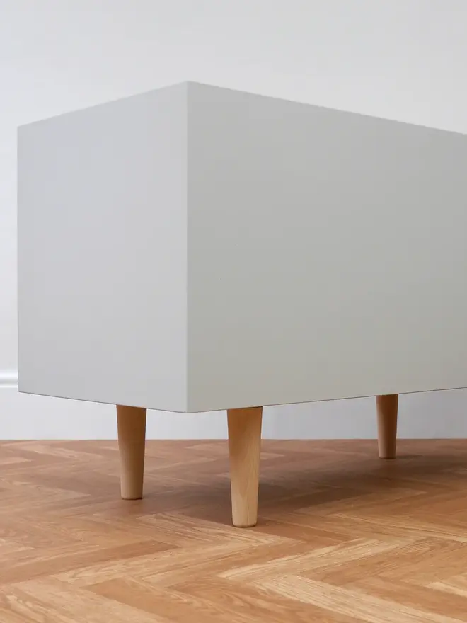 Mid Century Light Grey Record Cabinet 