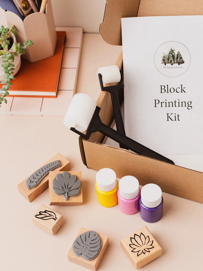 block printing textile kit by my papercut forest