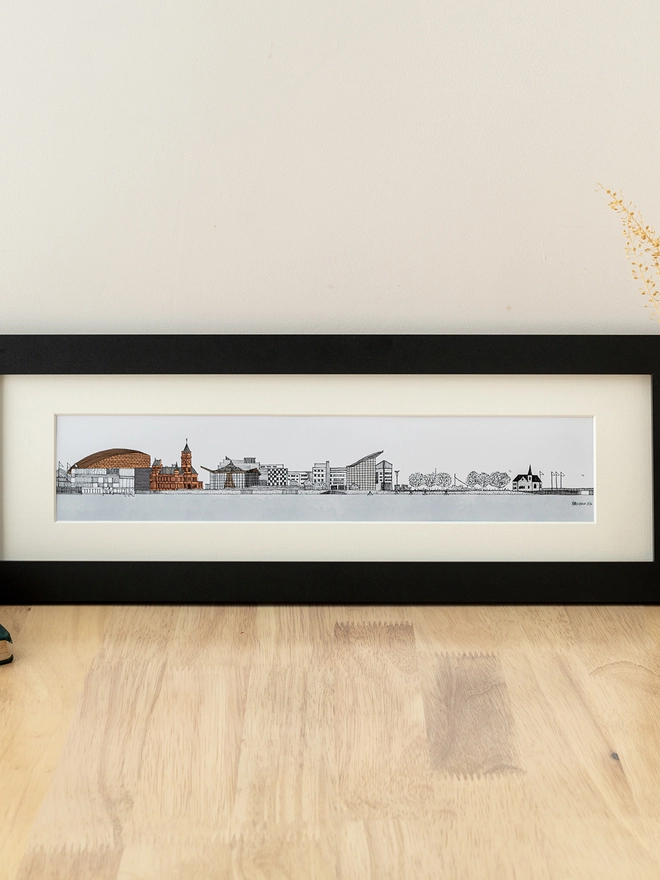 Cardiff Bay Print with black frame
