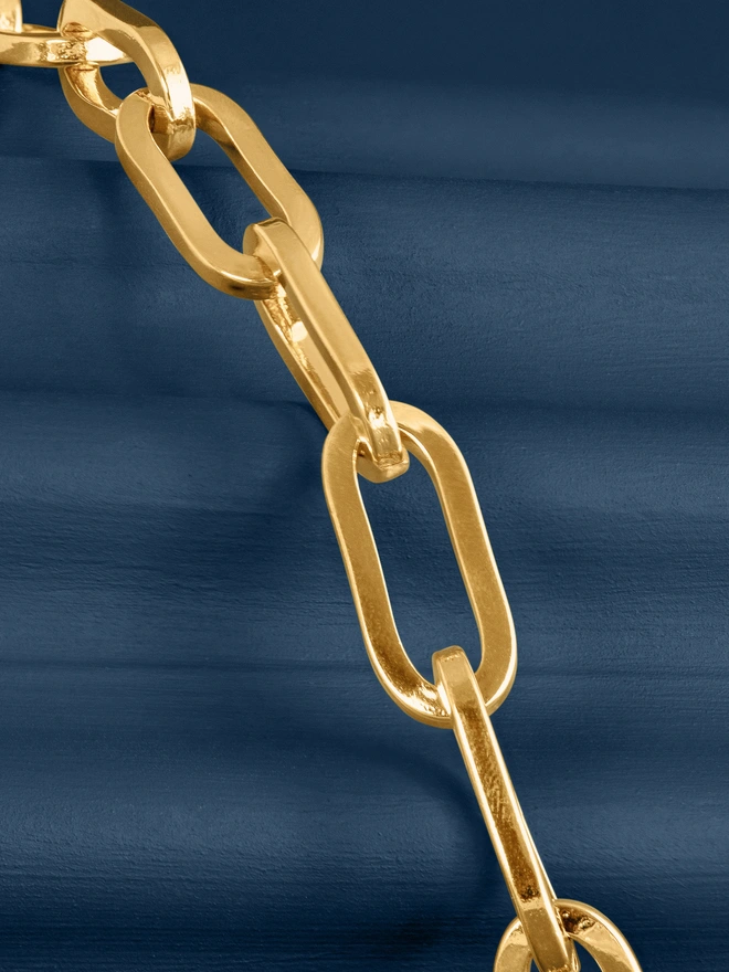 Gold Chunky Long Link Chain Necklace close up