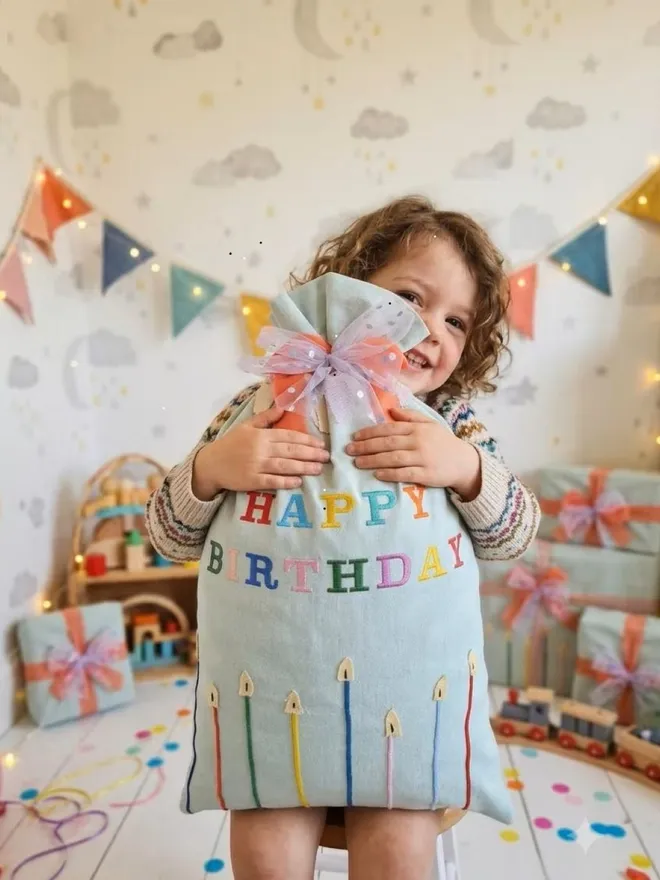 bunting candle birthday sack