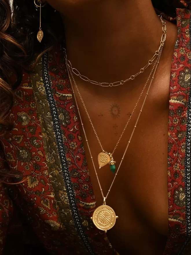 Divine Compass pendant long layering necklace Loft & Daughter