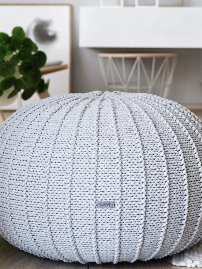 light grey pouffe