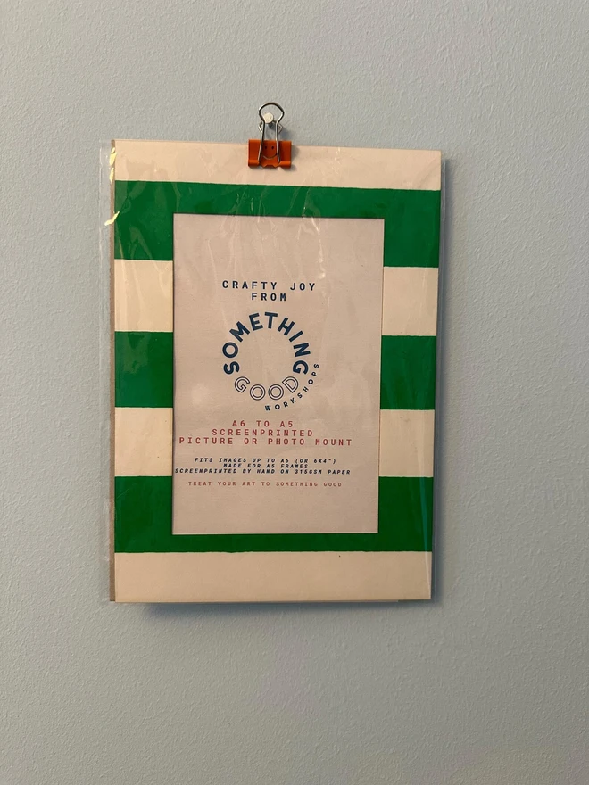 A5 Hand Screen Printed Green Thick Or Thin Striped Frame