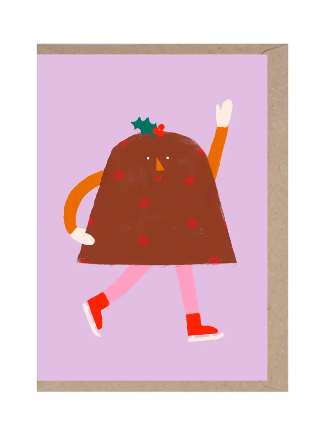 christmas pudding illustrated christmas greeting card