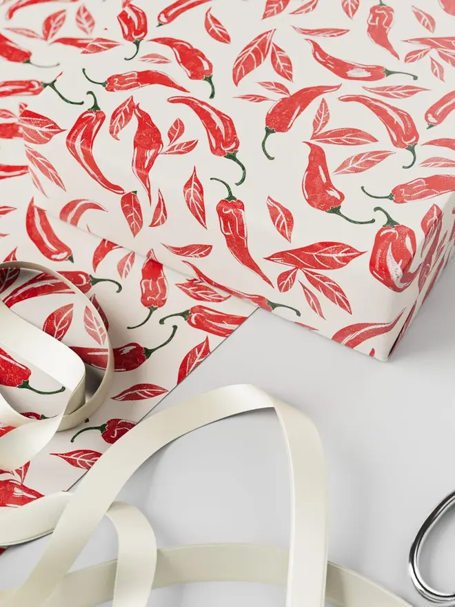 Red Chilli Block Print Wrapping Paper