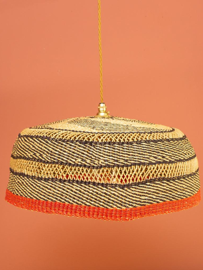 Ghanaian Handwoven Lightshade 'Burnt Orange Band'