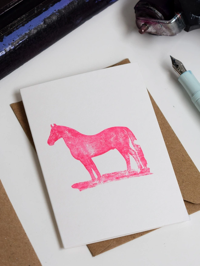 Pink Horse Letterpress Card