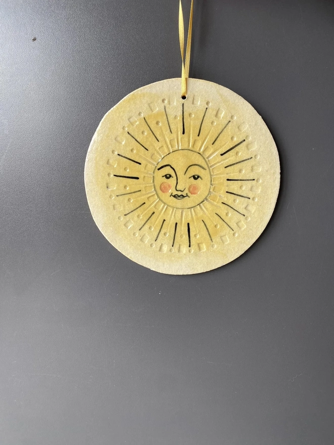 Hand-Painted Ceramic Sun Wall Hanging Decoration