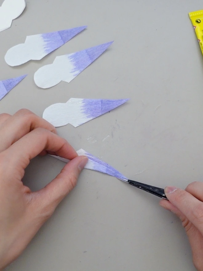 This is a process of making Crepe Paper Columbine Flower (Aquilegia).