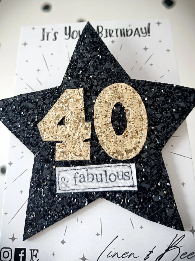 Glitter Star Theme Birthday Badge