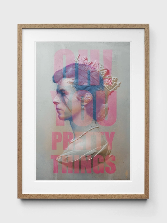 David Bowie Pretty Things Art Print - Oak Frame