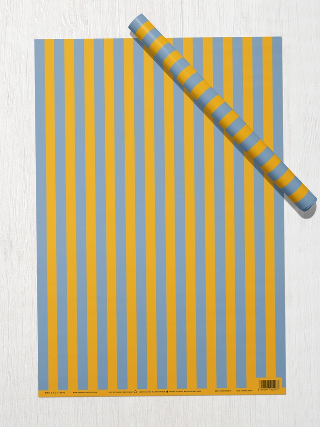 Blue and orange stripe gift wrap