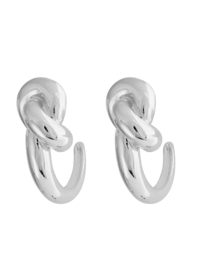 Silver Knot Hoop Earrings