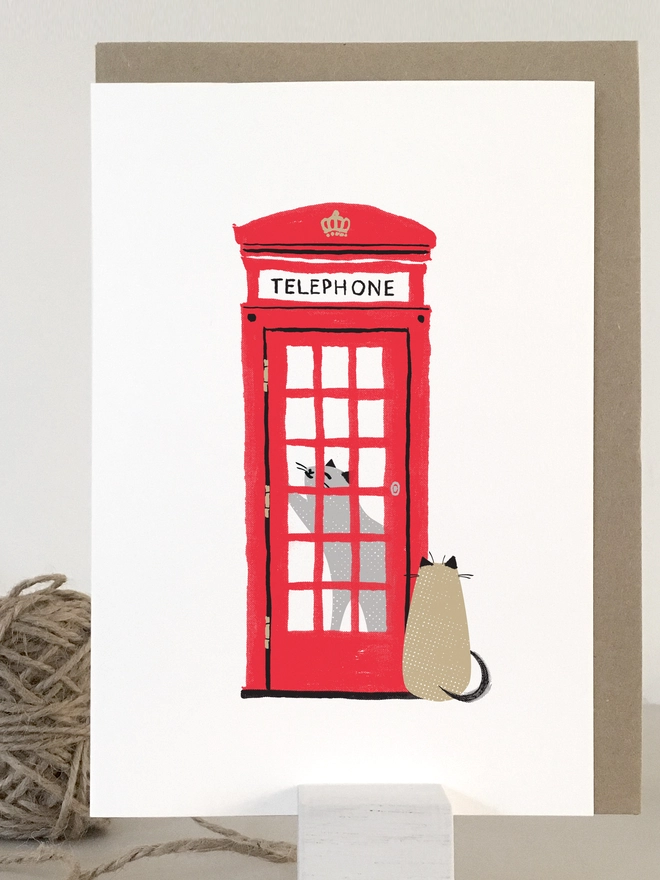 London Phone Box Cat Card