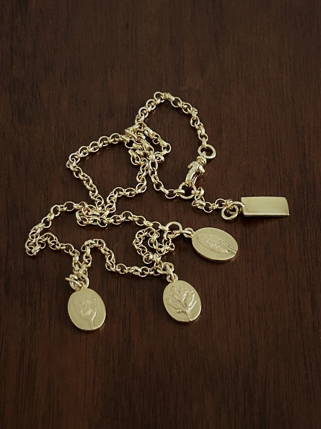 Daughterhood Triple Charm Necklace ~ Gold Plated