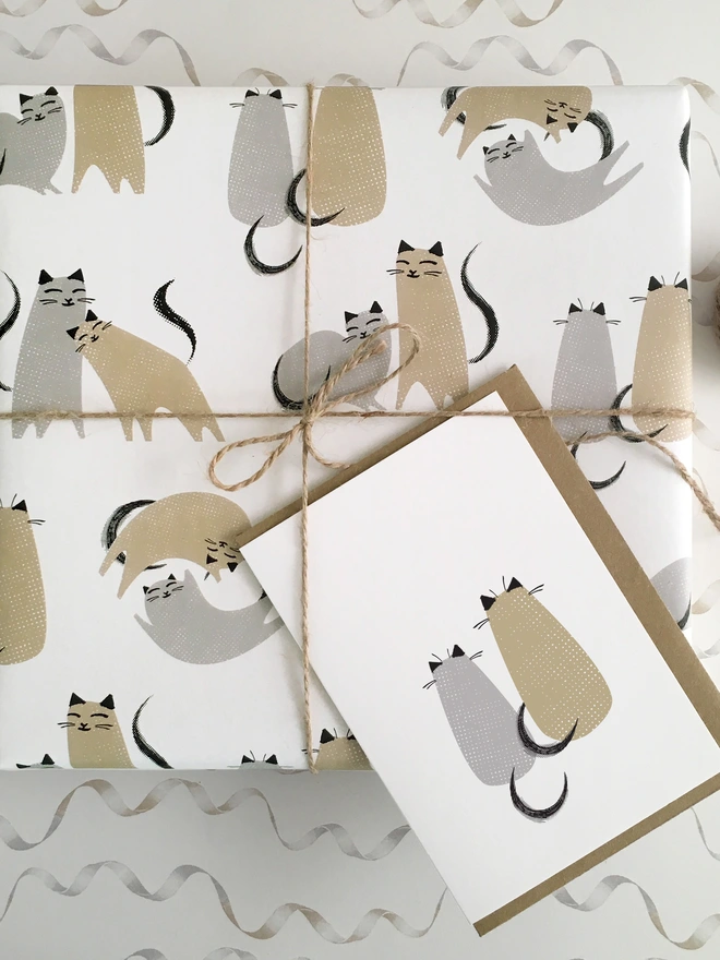 Two Cats Card And Wrap Bundle