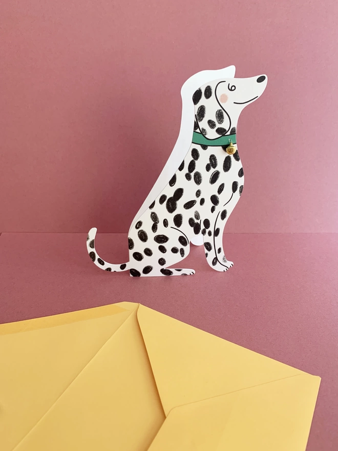 Dalmatian Dog Shaped Greeting Card with Bell