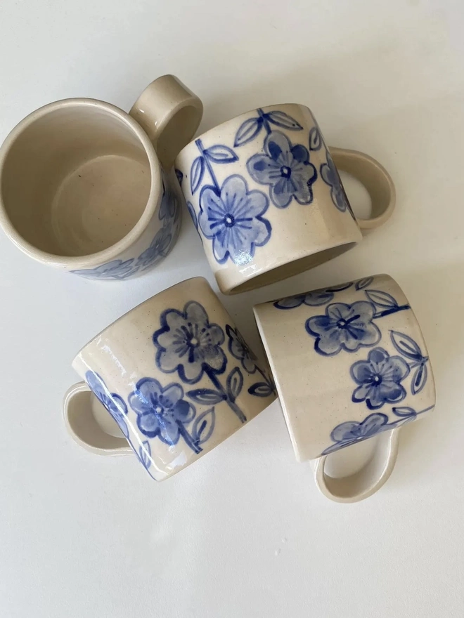 Handmade Blue Delft Flower Espresso Mug