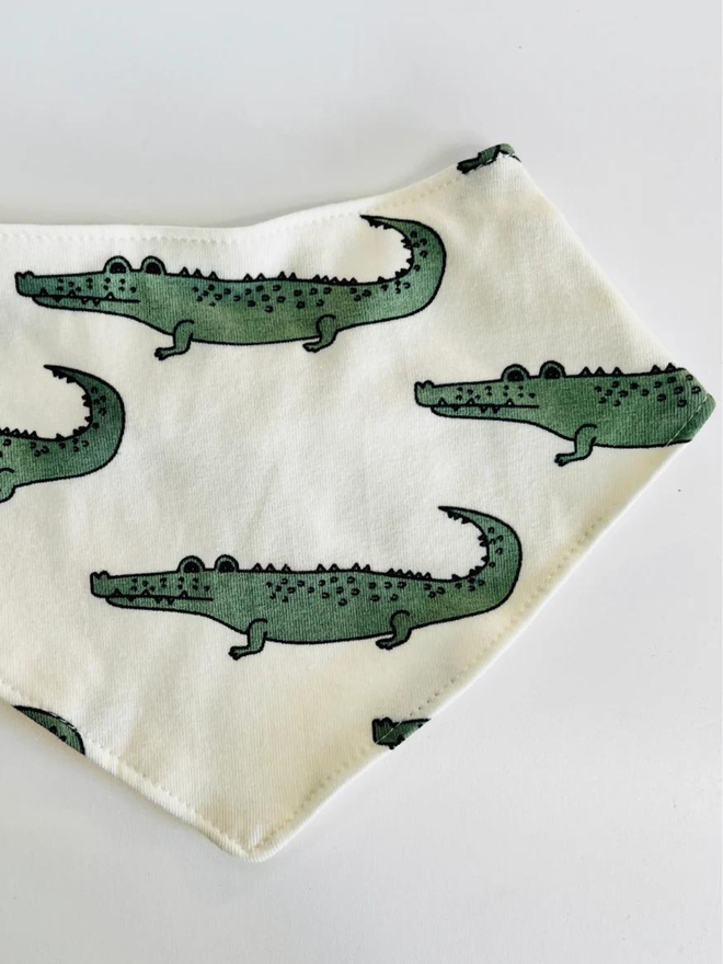 Cream 'Enormous Crocodile' Organic Cotton Baby Bib