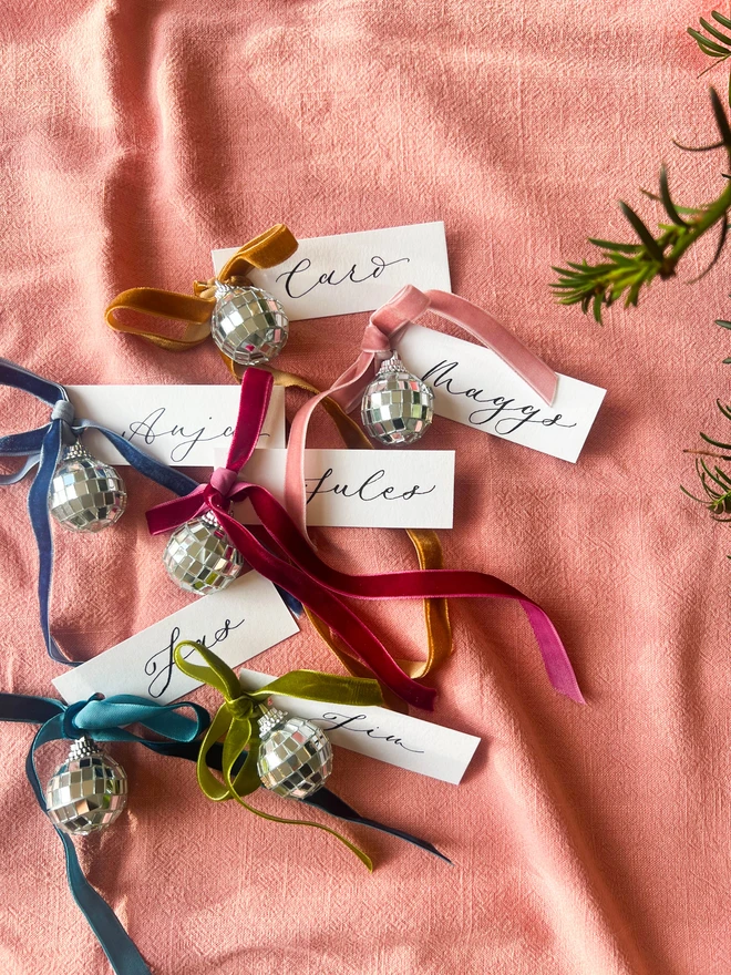 Personalised Calligraphy Christmas Colourful Place Cards