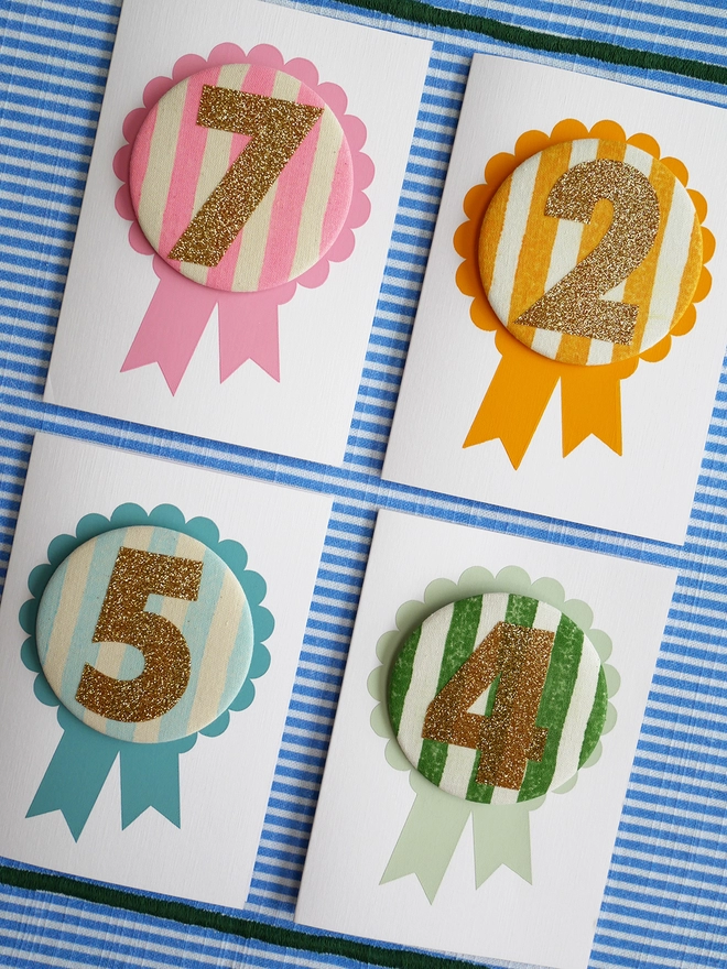 striped numbered birthday badges