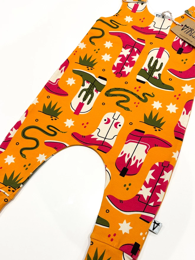 Baby romper in western boots print fun baby romper colourful and bright