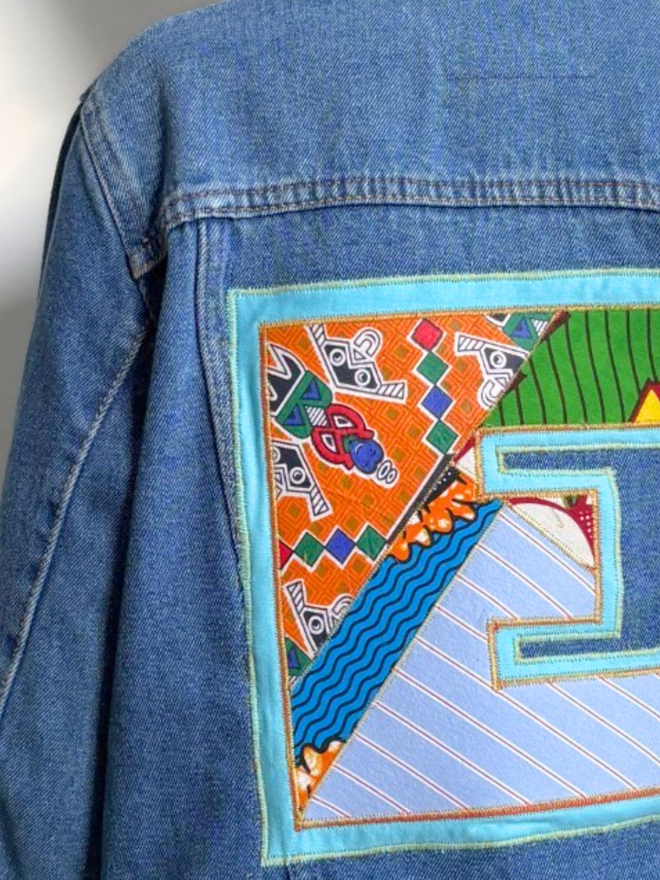 Monogrammed upcycled denim jacket