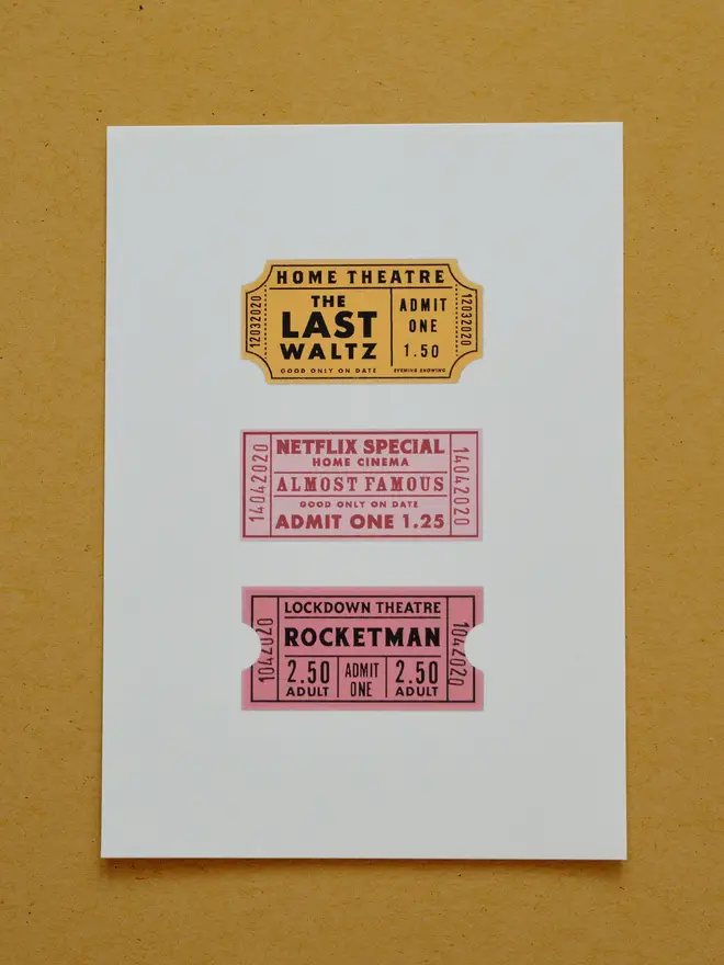 personalised 3 cinema ticket print