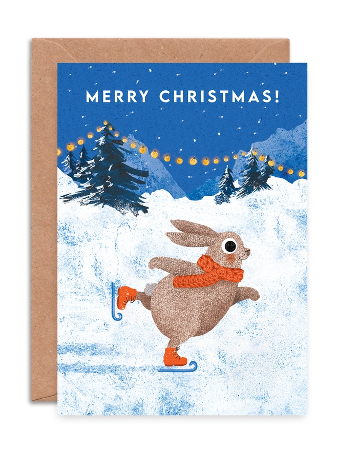 snow animal skiing penguin fox bear rabbit greeting card pack set multipack winter christmas holiday