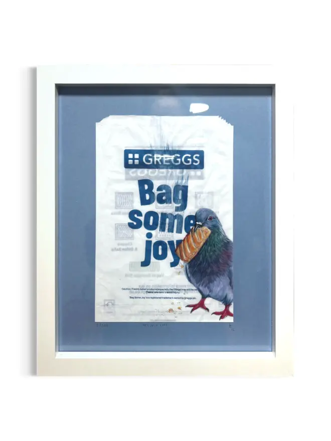 He’s On A Roll Gregs Prints, on a white background. 